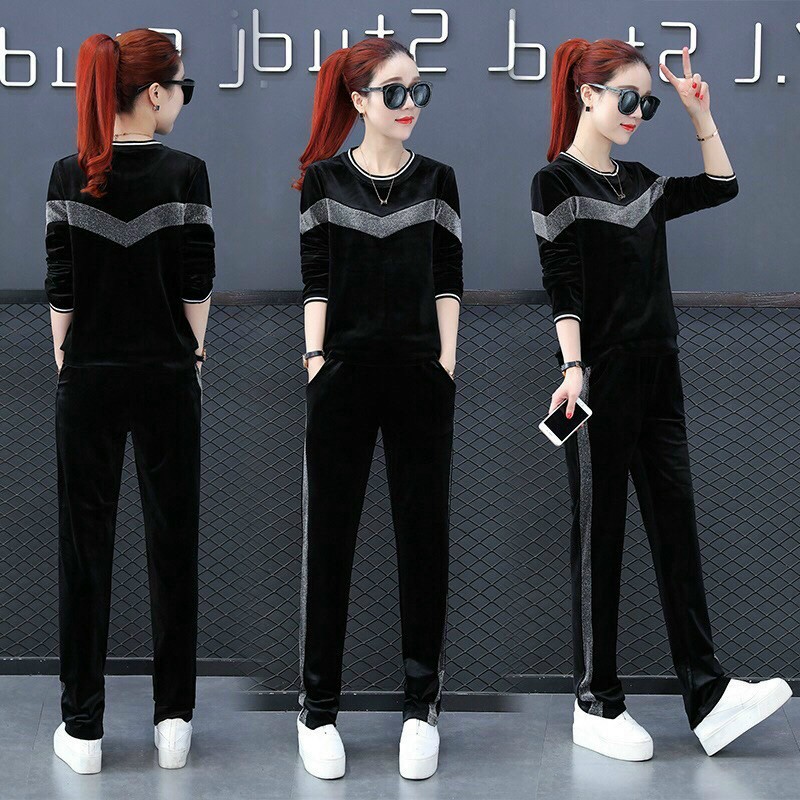Set Bộ Nhung Phối Sọc Kim Tuyến - BTN95